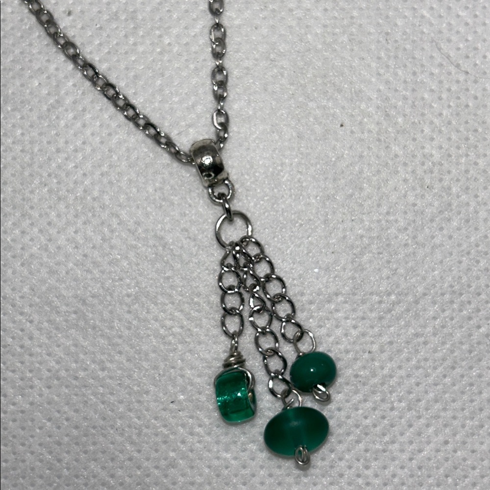 Artisan Handmade Hypoallergenic Stainless Steel Glass Bead Tassel Necklace